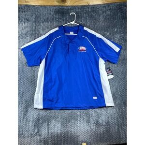 Intensity Athletics Wind Shirt Mens L Blue White Mesh Lined V-Neck Raglan Sleeve